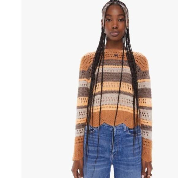 Mother The Mock Neck Scallop Alpaca Sweater Misty Mountain Sz XS - Picture 1 of 11